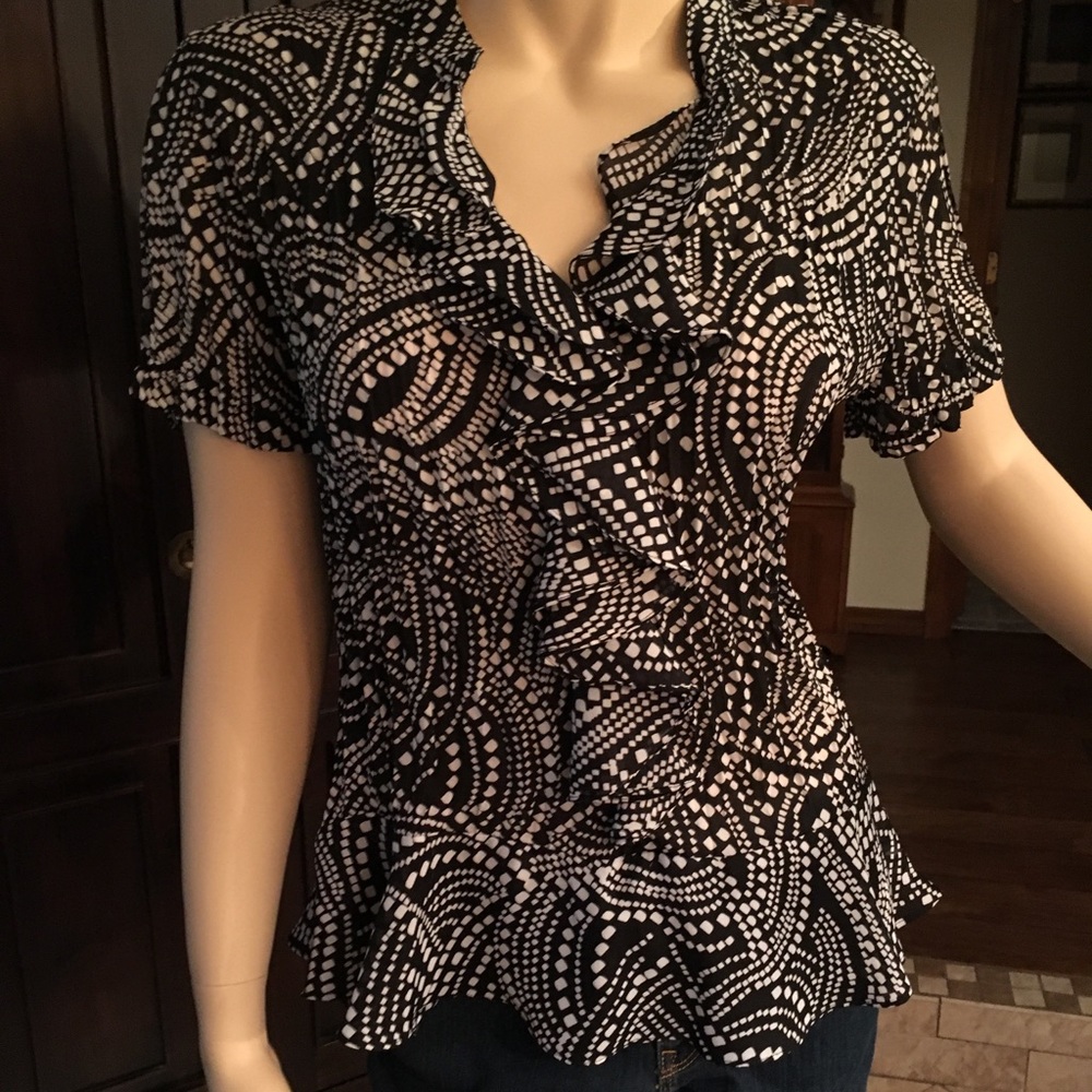 Black and white sheer blouse